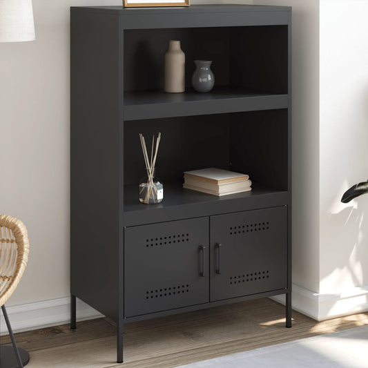 Skříň Highboard Černá 68 X 39 X 113 Cm Ocel