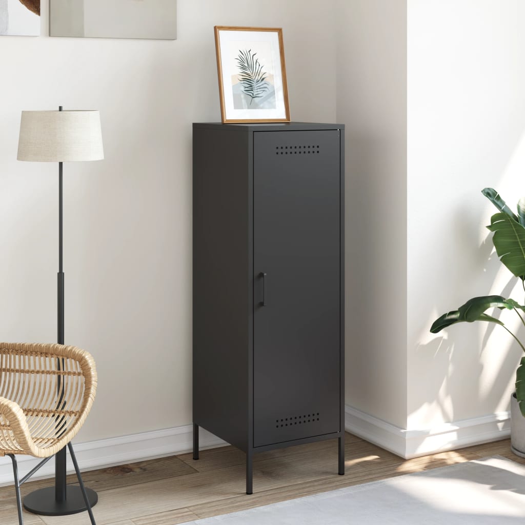 Skříň Highboard Černá 36 X 39 X 113 Cm Ocel