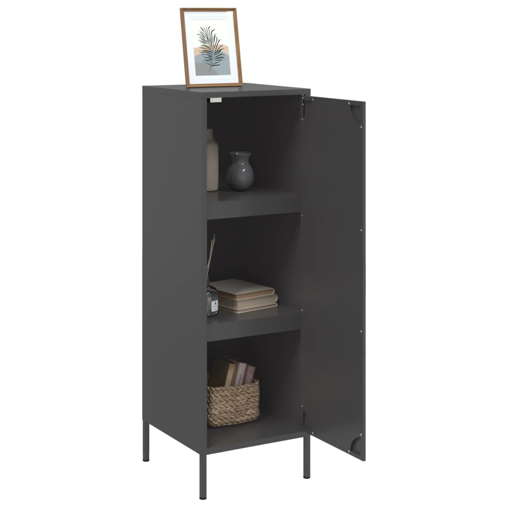 Skříň Highboard Černá 36 X 39 X 113 Cm Ocel