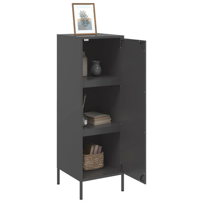Skříň Highboard Černá 36 X 39 X 113 Cm Ocel