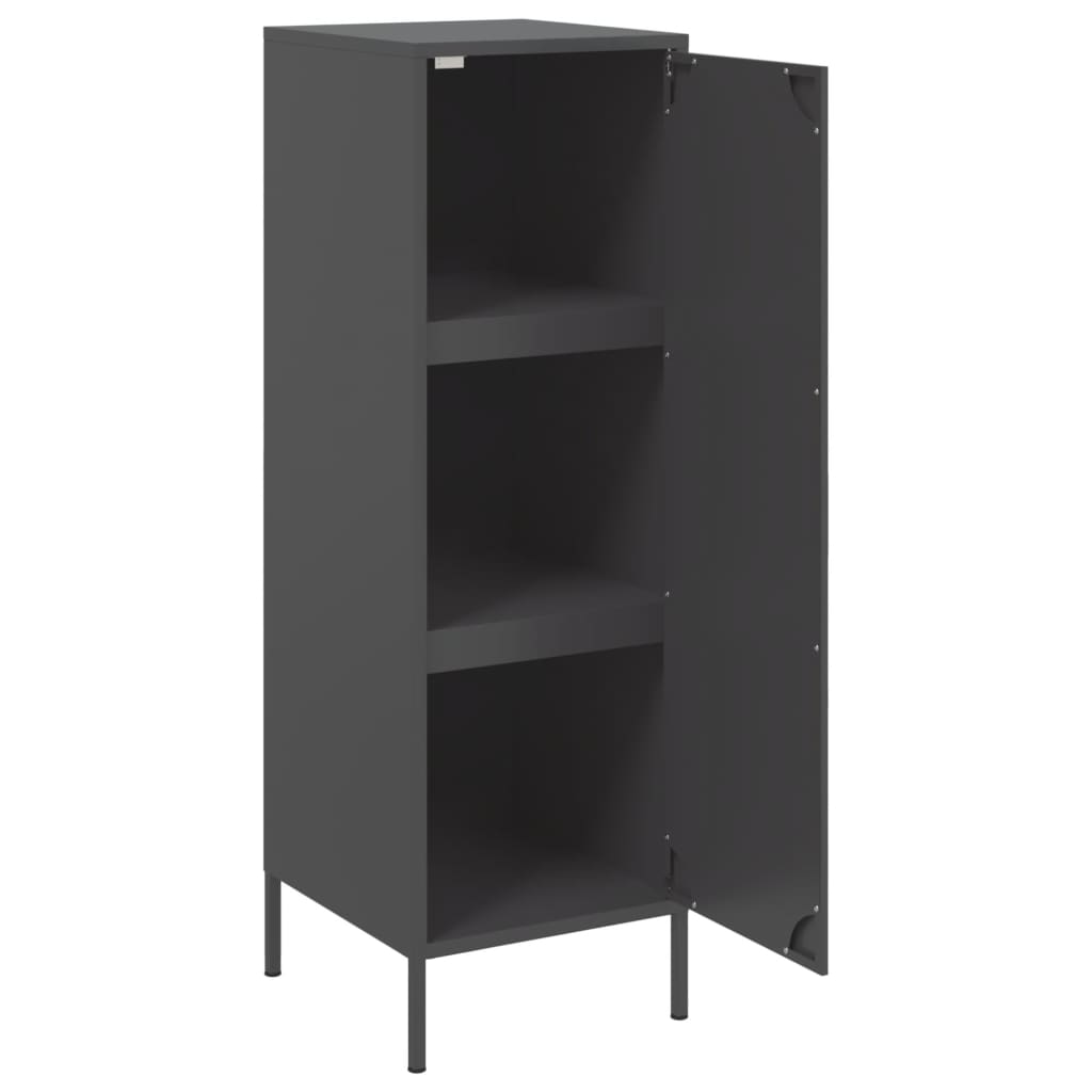 Skříň Highboard Černá 36 X 39 X 113 Cm Ocel
