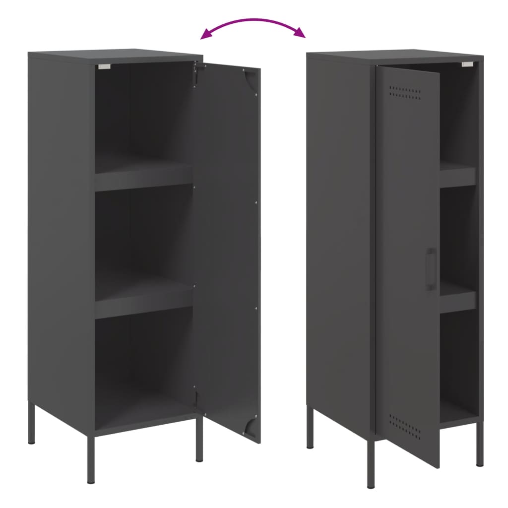 Skříň Highboard Černá 36 X 39 X 113 Cm Ocel