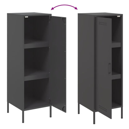 Skříň Highboard Černá 36 X 39 X 113 Cm Ocel