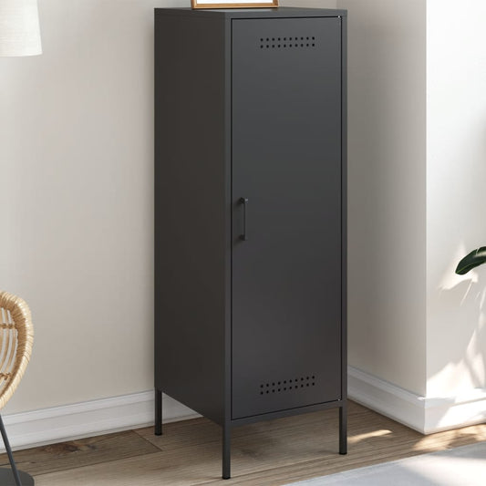 Skříň Highboard Černá 36 X 39 X 113 Cm Ocel