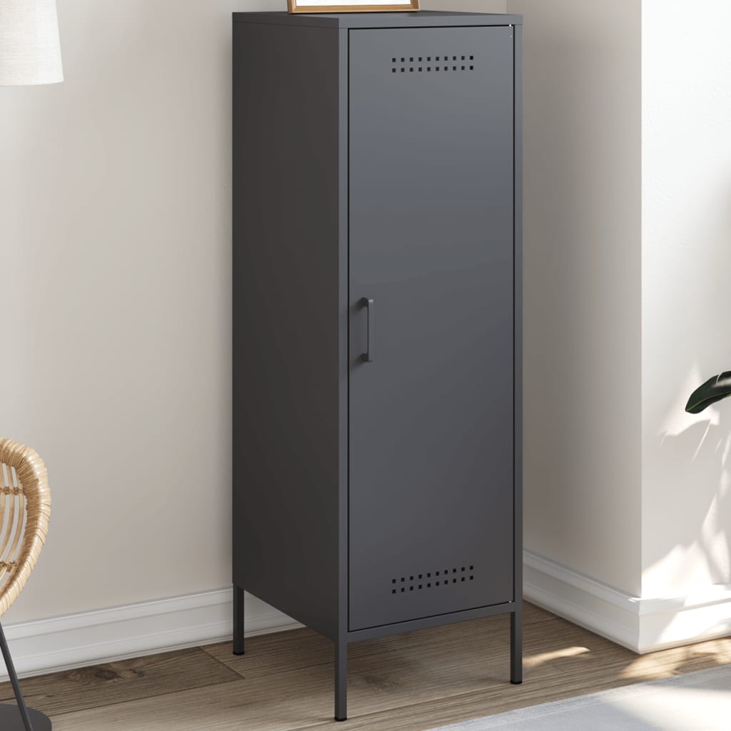 Skříň Highboard Černá 36 X 39 X 113 Cm Ocel