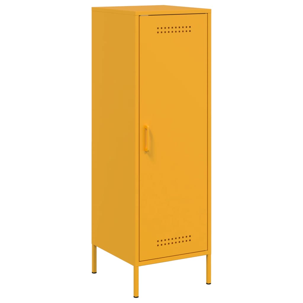 Skříň Highboard Hořčicově Žlutá 36 X 39 X 113 Cm Ocel