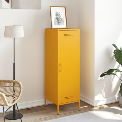 Skříň Highboard Hořčicově Žlutá 36 X 39 X 113 Cm Ocel