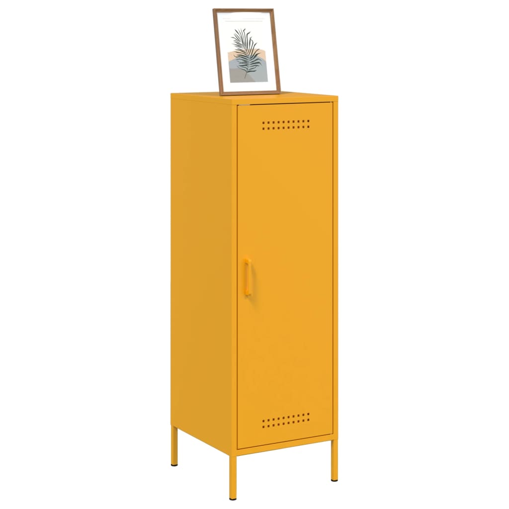 Skříň Highboard Hořčicově Žlutá 36 X 39 X 113 Cm Ocel