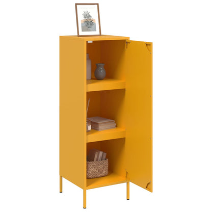 Skříň Highboard Hořčicově Žlutá 36 X 39 X 113 Cm Ocel