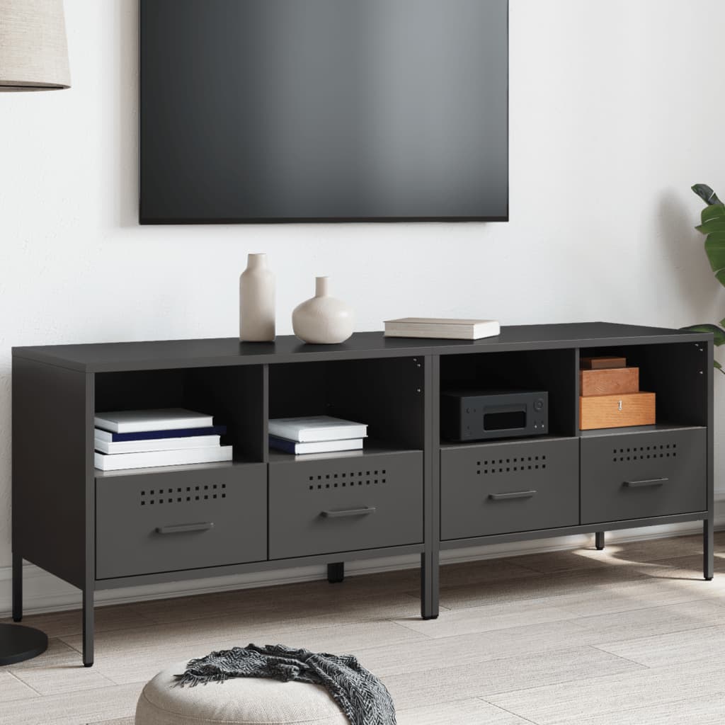 Tv Skříňka Černá 68 X 39 X 50,5 Cm Ocel