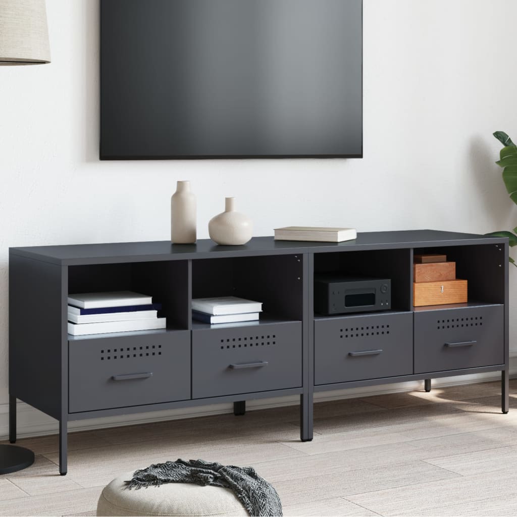 Tv Skříňka Černá 68 X 39 X 50,5 Cm Ocel