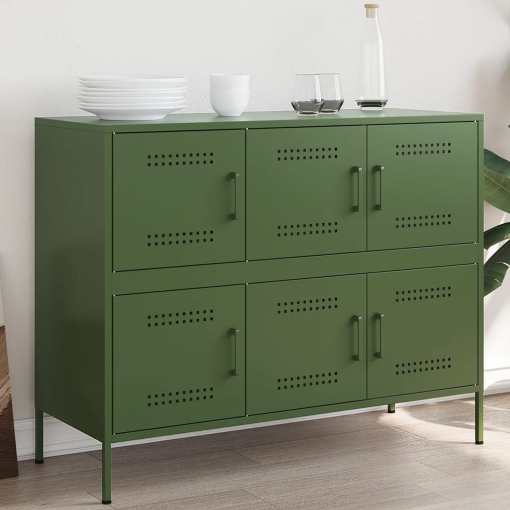 Příborník Hořčicově Žlutý 100,5 X 39 X 79 Cm Ocel