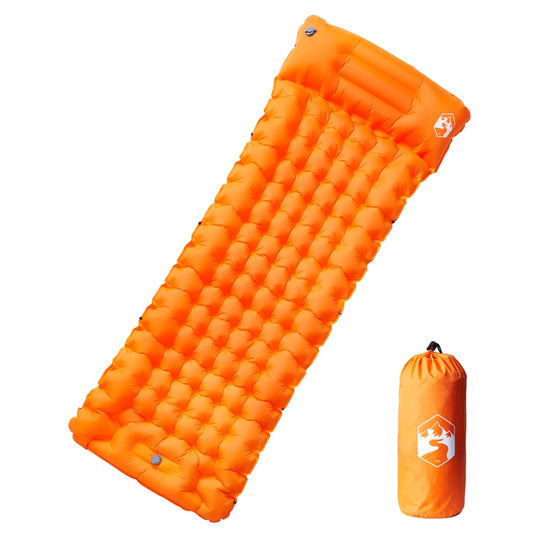 Samonafukovací kempingová matrace integrovaný polštář oranžová