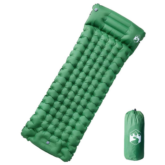 Samonafukovací kempingová matrace integrovaný polštář zelená
