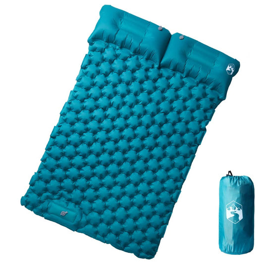 Samonafukovací kempingová matrace s polštáři 2 osoby modrá