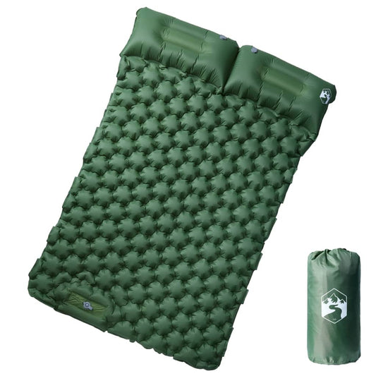 Samonafukovací kempingová matrace s polštáři 2 osoby zelená