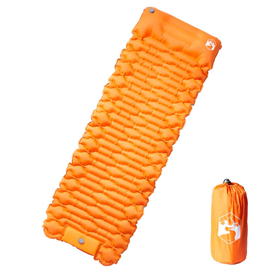 Samonafukovací kempingová matrace integrovaný polštář oranžová