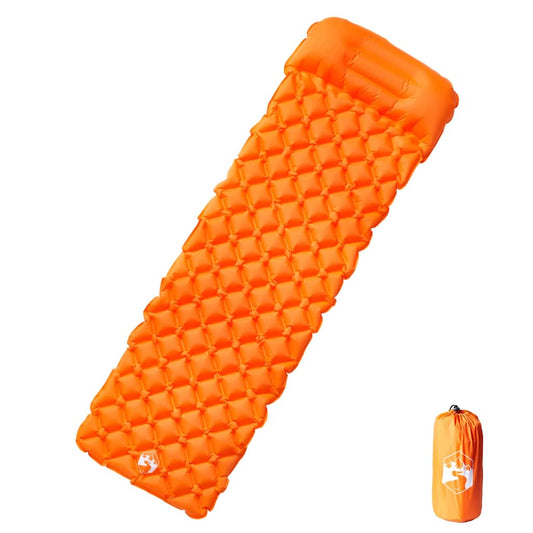 Nafukovací kempingová matrace s integrovaným polštářem oranžová