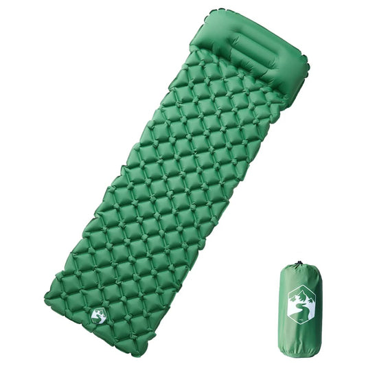 Nafukovací kempingová matrace s integrovaným polštářem zelená