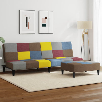 2Místná Rozkládací Pohovka S Podnožkou Patchwork Textil