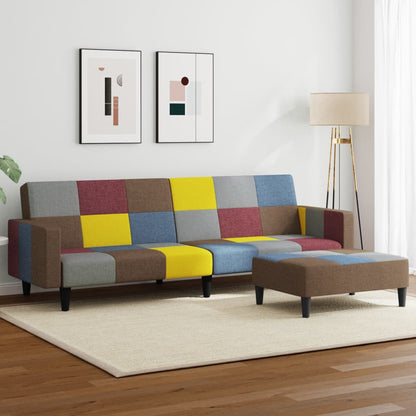 2Místná Rozkládací Pohovka S Podnožkou Patchwork Textil