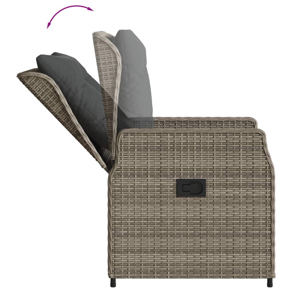 3Dílný Bistro Set S Poduškami Šedý Polyratan
