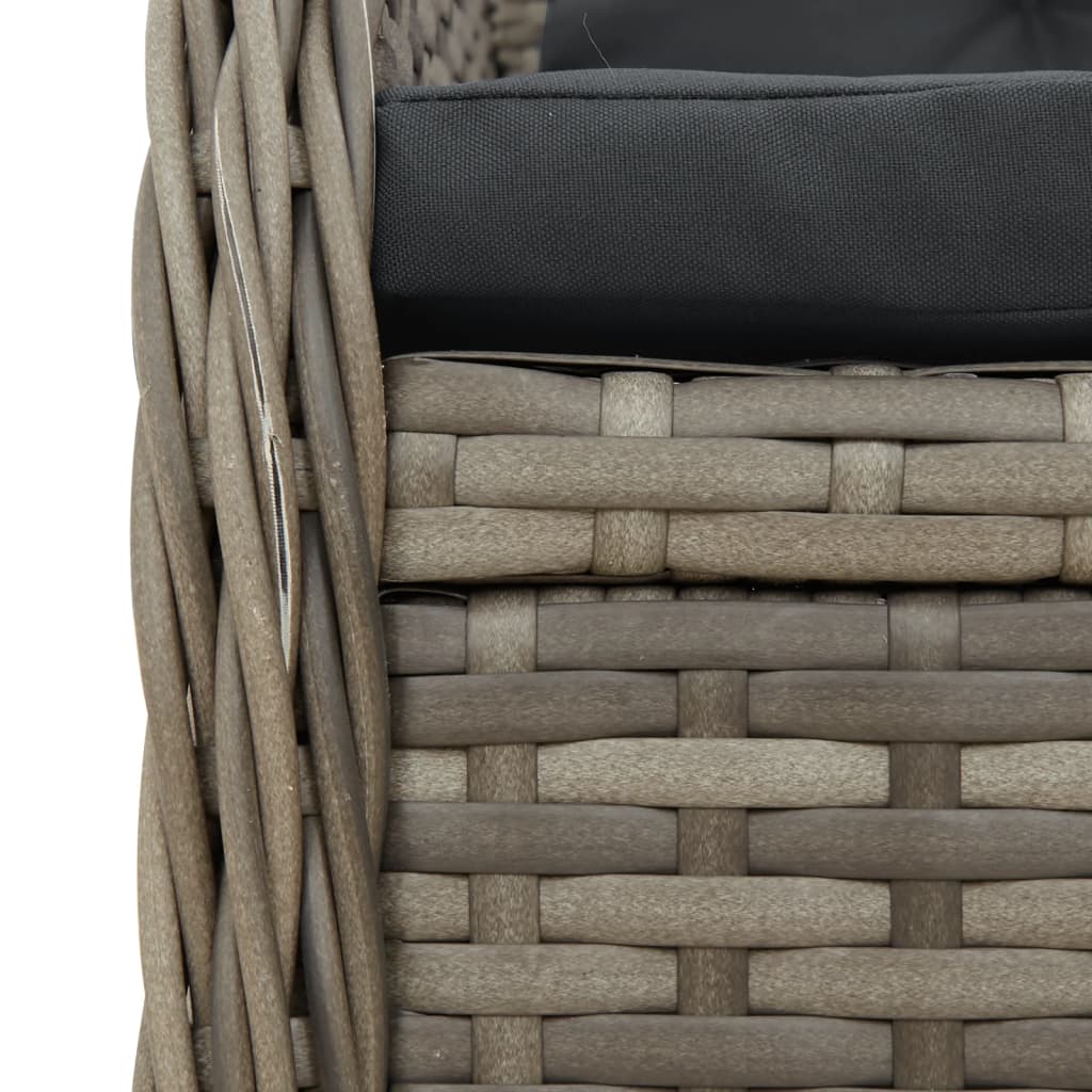 3Dílný Bistro Set S Poduškami Šedý Polyratan