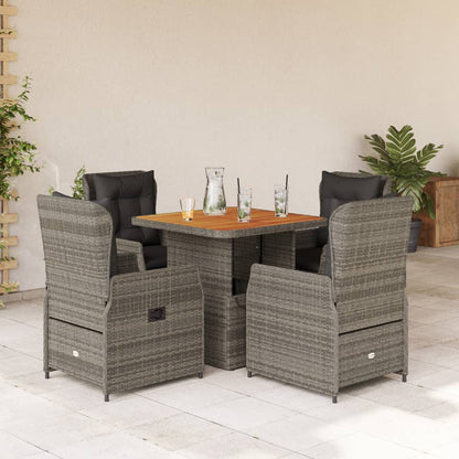 3Dílný Bistro Set S Poduškami Šedý Polyratan