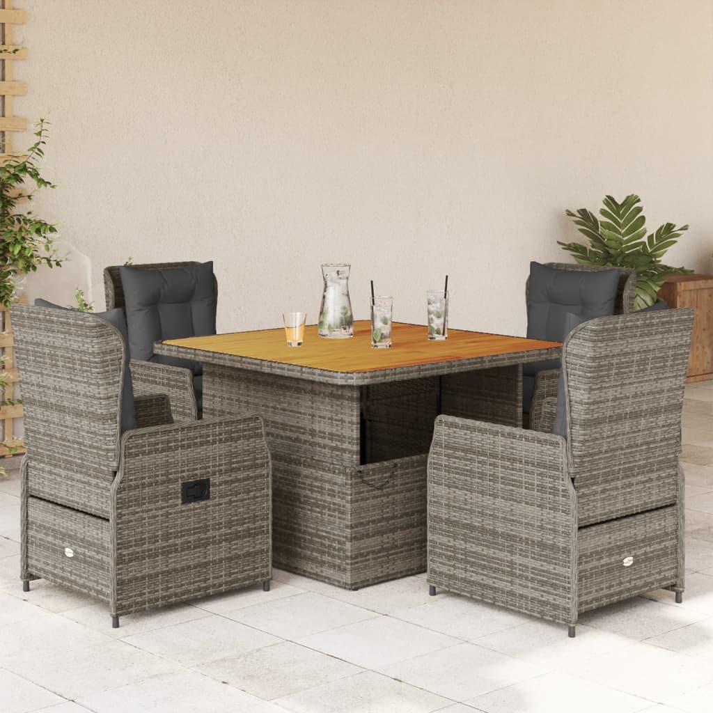 3Dílný Bistro Set S Poduškami Šedý Polyratan