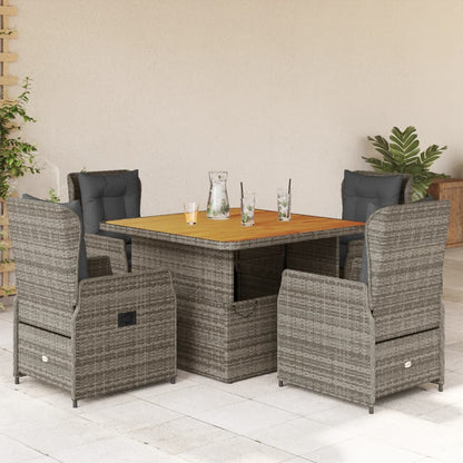 3Dílný Bistro Set S Poduškami Šedý Polyratan