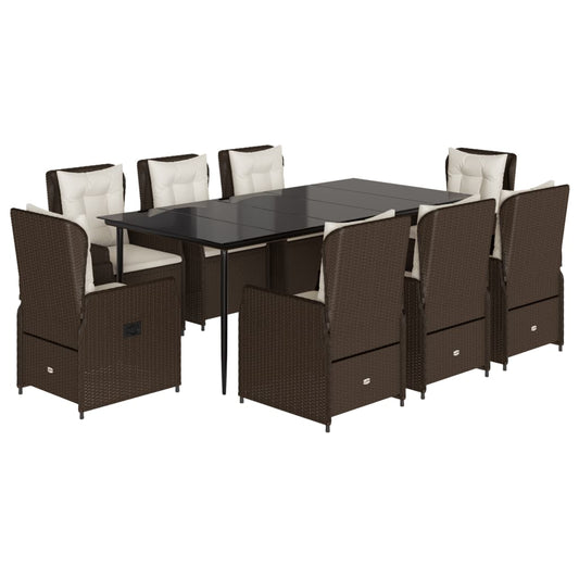 9Dílný Zahradní Jídelní Set S Poduškami Hnědý Polyratan
