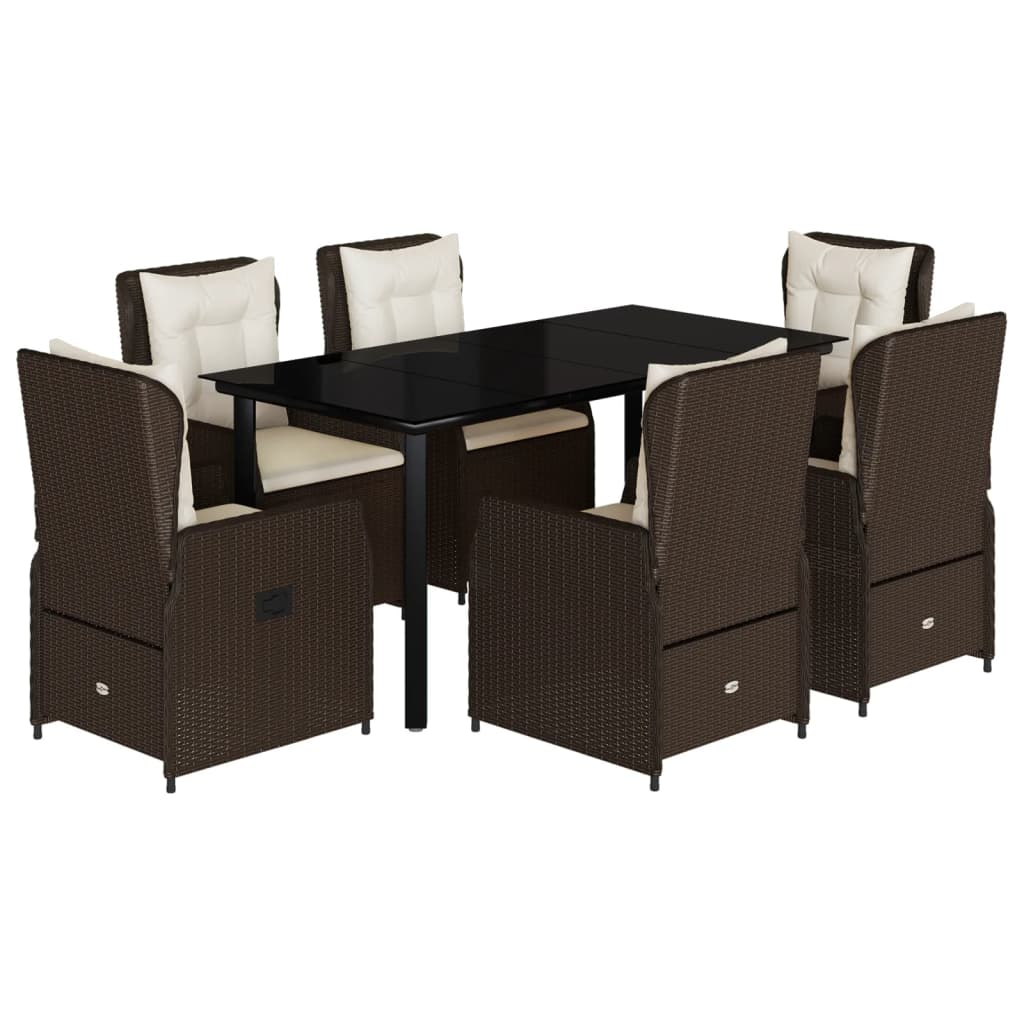 7Dílný Zahradní Jídelní Set S Poduškami Hnědý Polyratan