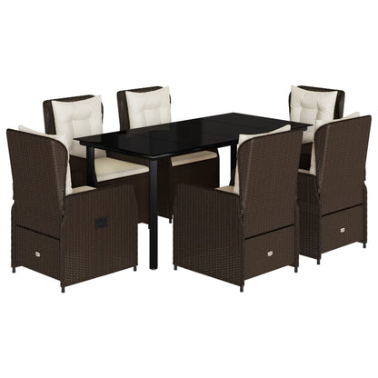 7Dílný Zahradní Jídelní Set S Poduškami Hnědý Polyratan