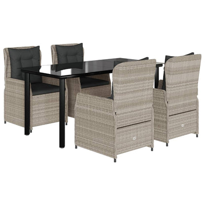 5Dílný Zahradní Jídelní Set S Poduškami Světle Šedý Polyratan