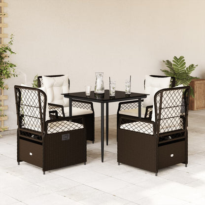 5Dílný Zahradní Jídelní Set S Poduškami Hnědý Polyratan