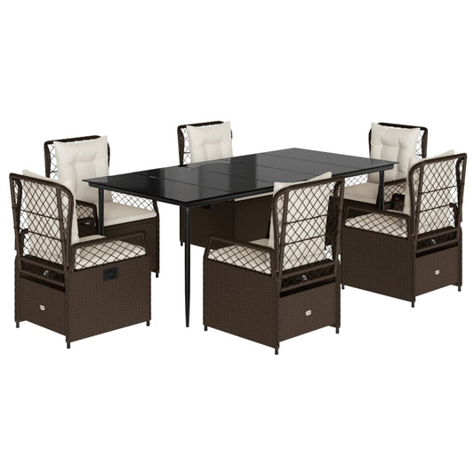 7Dílný Zahradní Jídelní Set S Poduškami Hnědý Polyratan