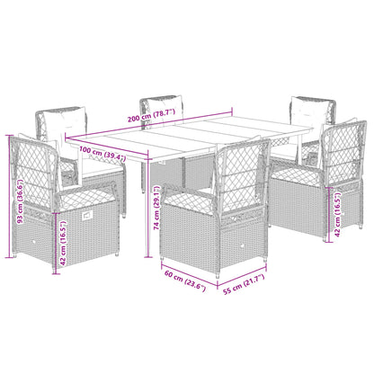 7Dílný Zahradní Jídelní Set S Poduškami Hnědý Polyratan