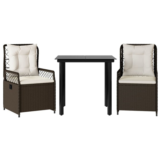 3Dílná Zahradní Jídelní Souprava S Poduškami Hnědá Polyratan