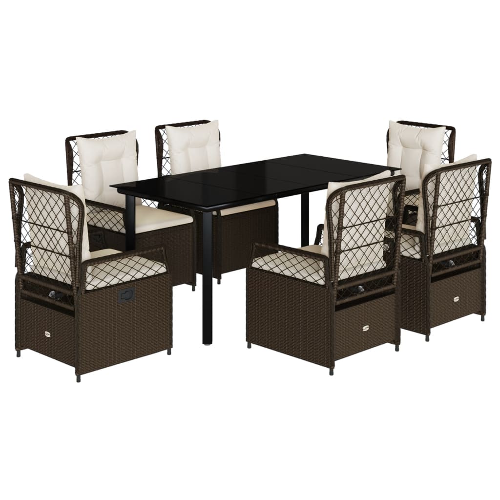 7Dílný Zahradní Jídelní Set S Poduškami Hnědý Polyratan