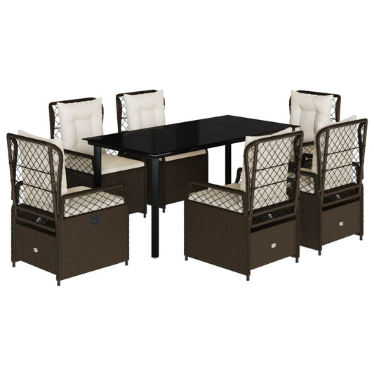 7Dílný Zahradní Jídelní Set S Poduškami Hnědý Polyratan