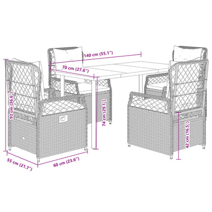 5Dílný Zahradní Jídelní Set S Poduškami Béžový Polyratan