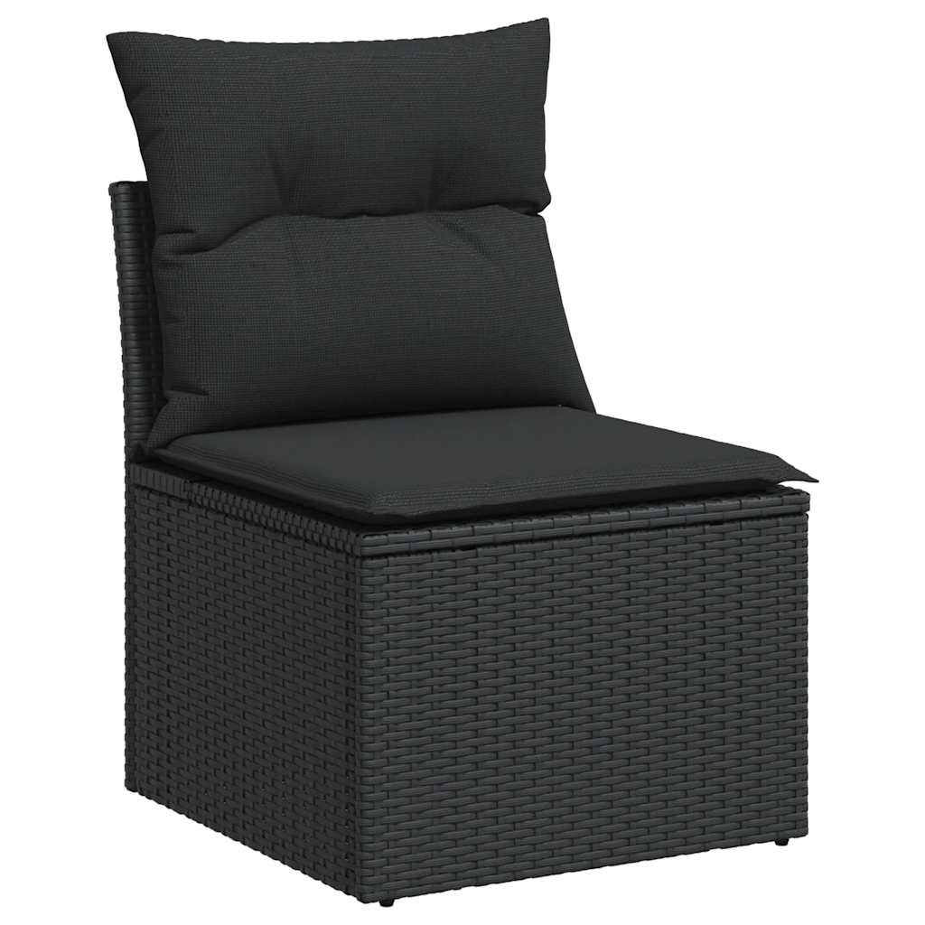 7Dílná Zahradní Sedací Souprava S Poduškami Černá Polyratan