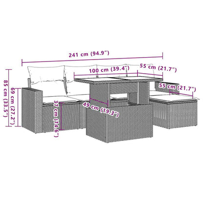 6Dílná Zahradní Sedací Souprava S Poduškami Černá Polyratan