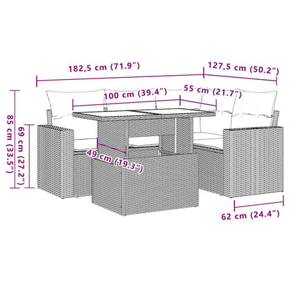 5Dílná Zahradní Sedací Souprava S Poduškami Černá Polyratan