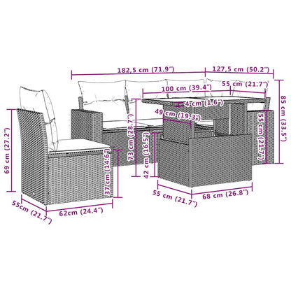 6Dílná Zahradní Sedací Souprava S Poduškami Černá Polyratan