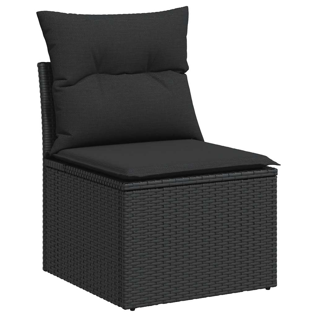 8Dílná Zahradní Sedací Souprava S Poduškami Černá Polyratan
