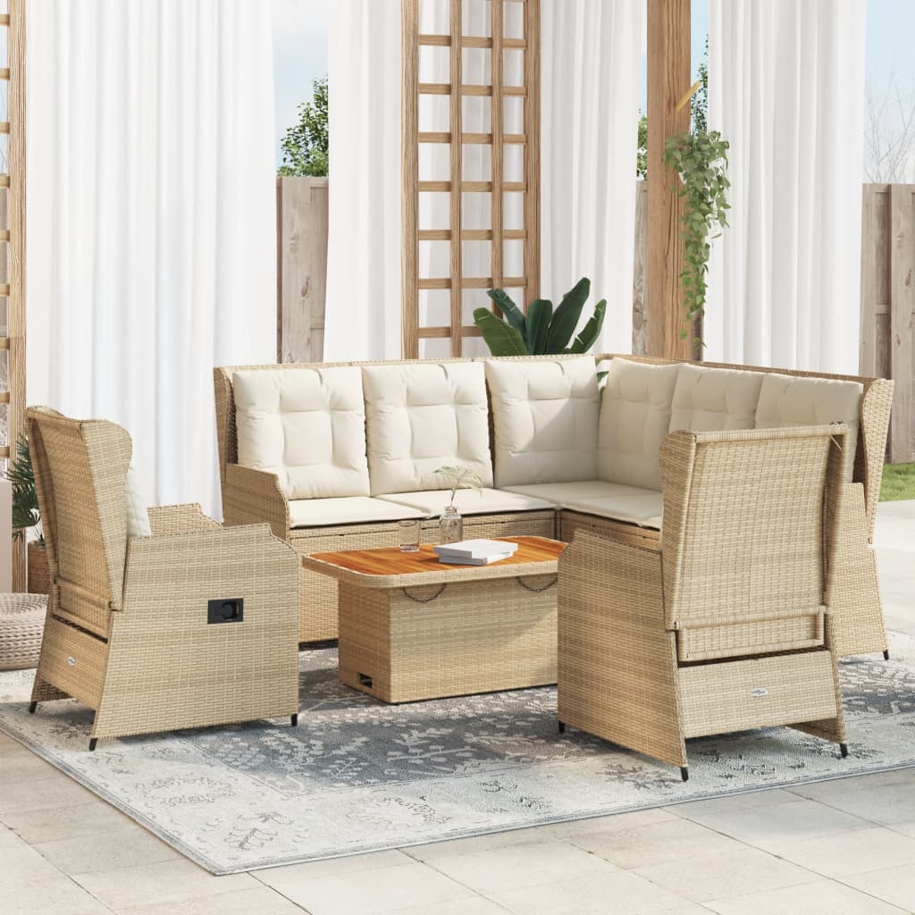 6Dílná Zahradní Sedací Souprava S Poduškami Béžová Polyratan