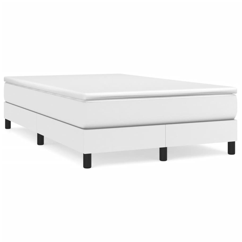 Box Spring Postel S Matrací Umělá Kůže Bílá