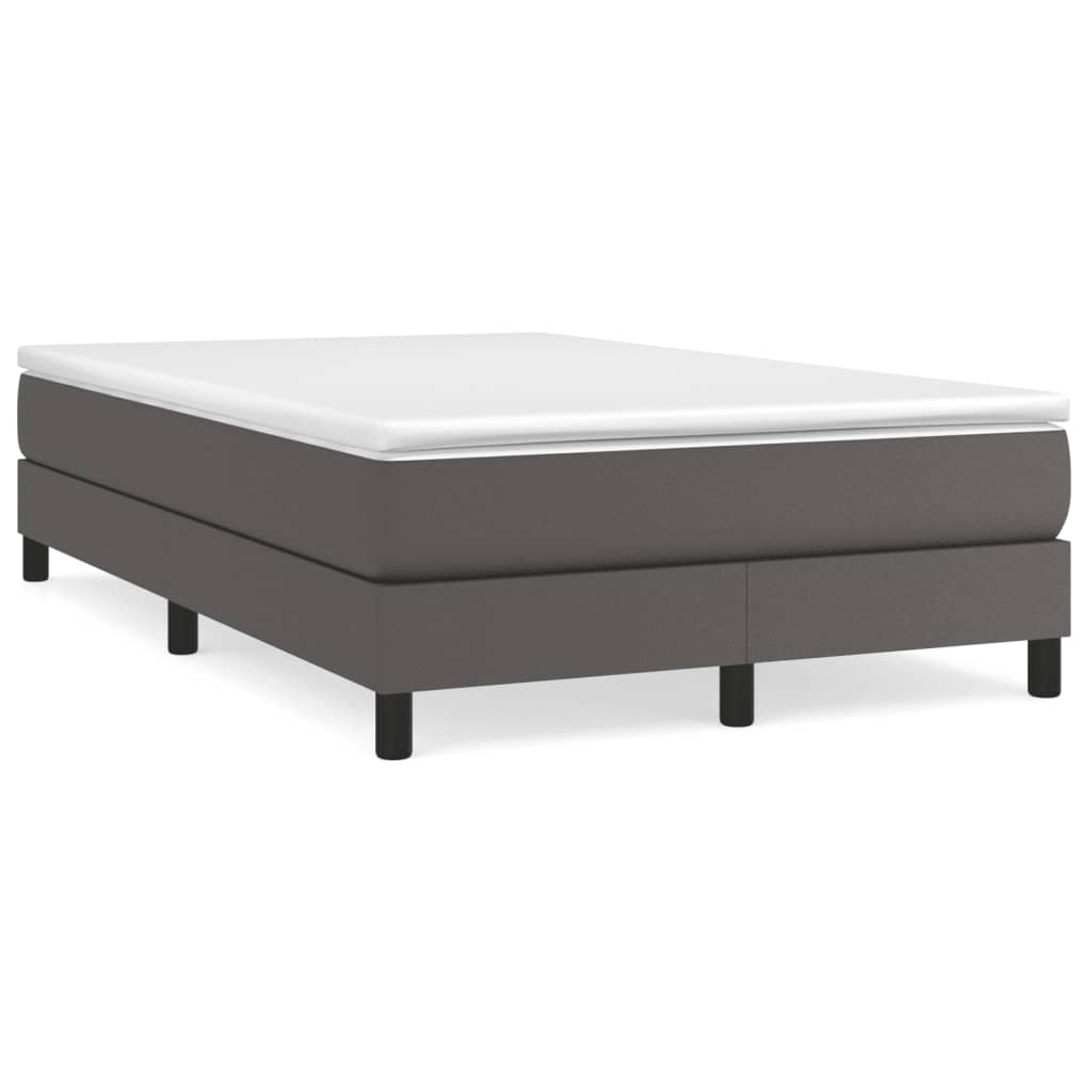 Box Spring Postel S Matrací Šedá Umělá Kůže Šedá