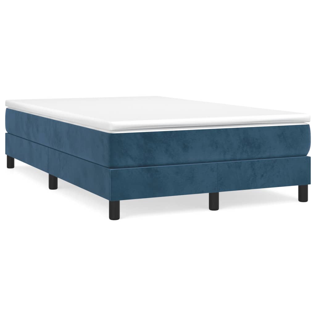 Box Spring Postel S Matrací Tmavě Modrá Samet Tmavě Moddrá